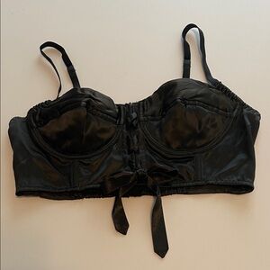 Cacique 90s black silk lace up bustier top size S